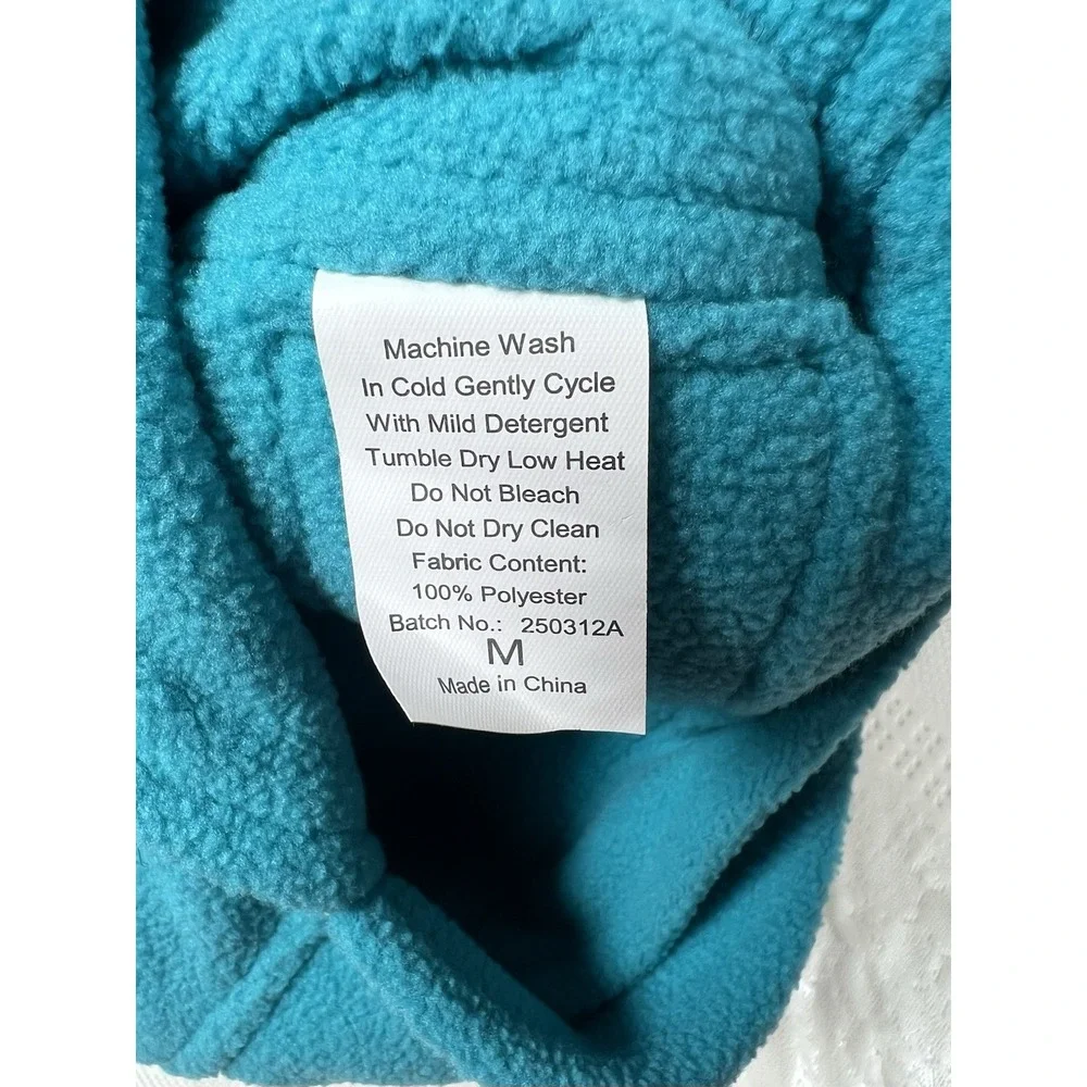 VIVAGLORY Dog Fleece Coat Warm Jacket Size Medium- Easy On/Off Comfort Blue